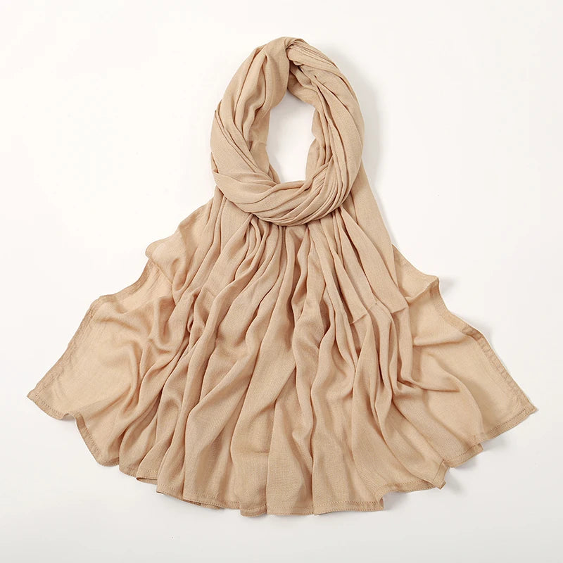 Voile en coton rayonne pour femmes musulmanes, Hijab Modal, écharpe unie, grande taille, Turban islamique, bandeau 190x85cm