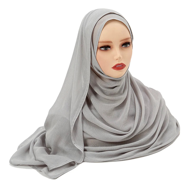 Voile en coton rayonne pour femmes musulmanes, Hijab Modal, écharpe unie, grande taille, Turban islamique, bandeau 190x85cm