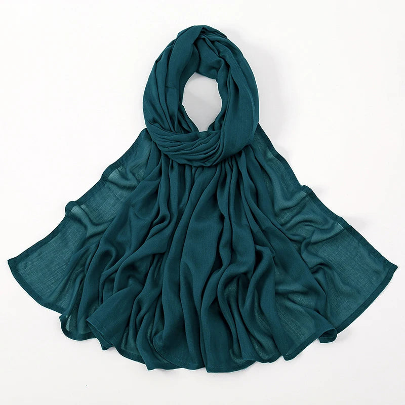 Voile en coton rayonne pour femmes musulmanes, Hijab Modal, écharpe unie, grande taille, Turban islamique, bandeau 190x85cm