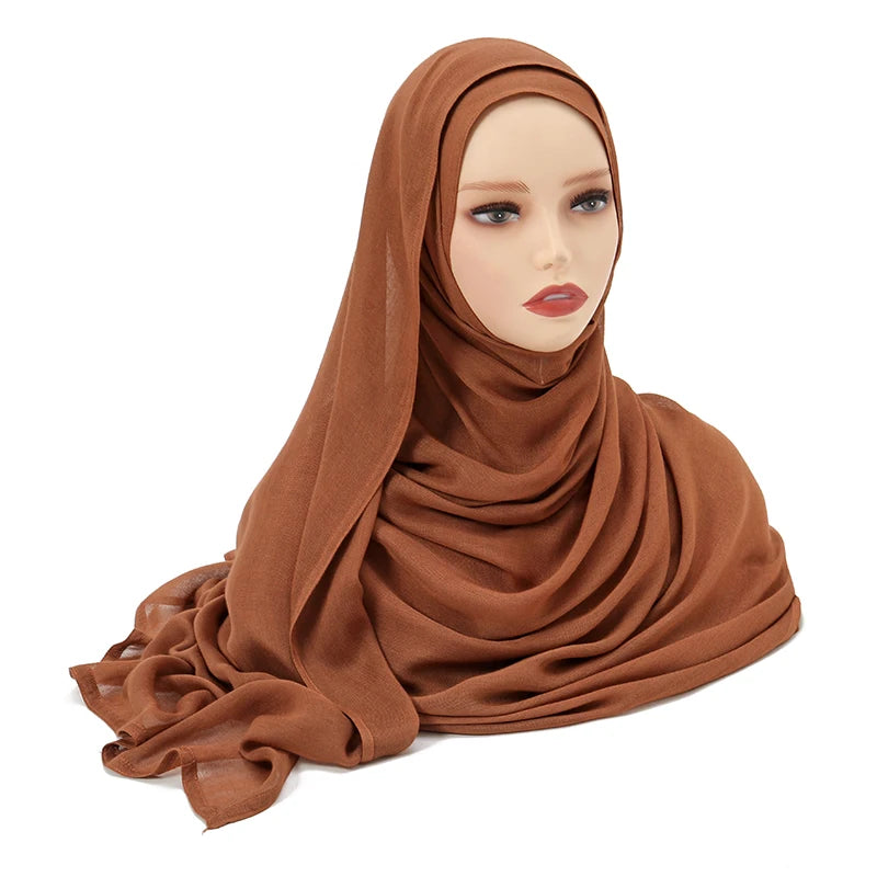 Voile en coton rayonne pour femmes musulmanes, Hijab Modal, écharpe unie, grande taille, Turban islamique, bandeau 190x85cm
