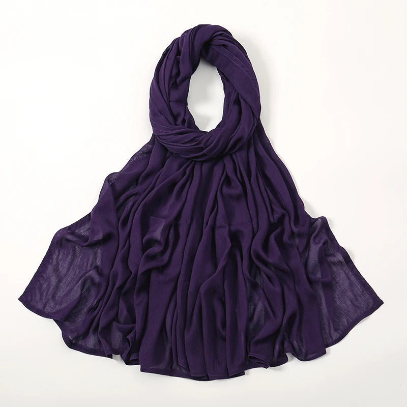 Voile en coton rayonne pour femmes musulmanes, Hijab Modal, écharpe unie, grande taille, Turban islamique, bandeau 190x85cm