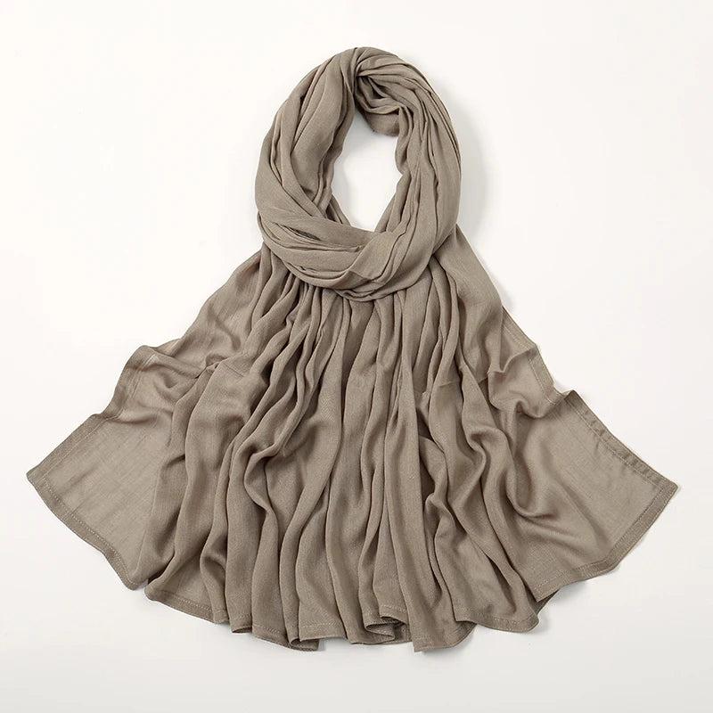 Voile en coton rayonne pour femmes musulmanes, Hijab Modal, écharpe unie, grande taille, Turban islamique, bandeau 190x85cm