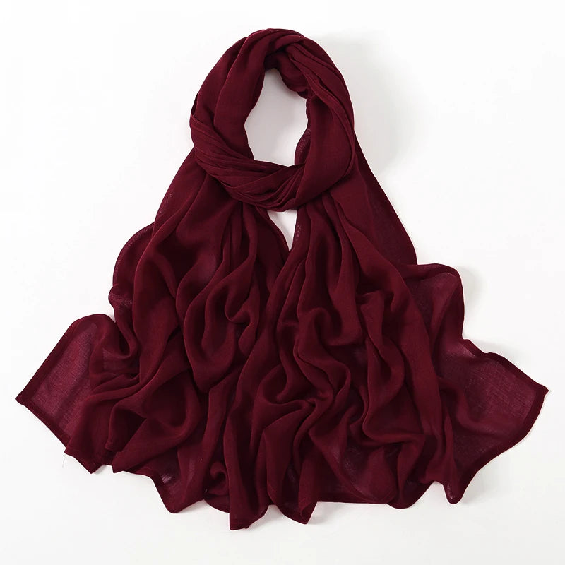 Voile en coton rayonne pour femmes musulmanes, Hijab Modal, écharpe unie, grande taille, Turban islamique, bandeau 190x85cm