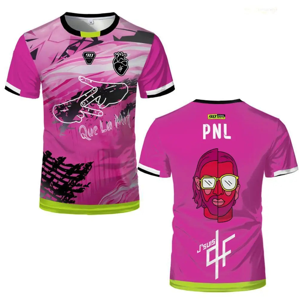 90 Minute PNL J'suis QLF Maillot imprimé T-shirt d'entraînement de football à manches courtes pour hommes et femmes Vêtements pour enfants et adultes