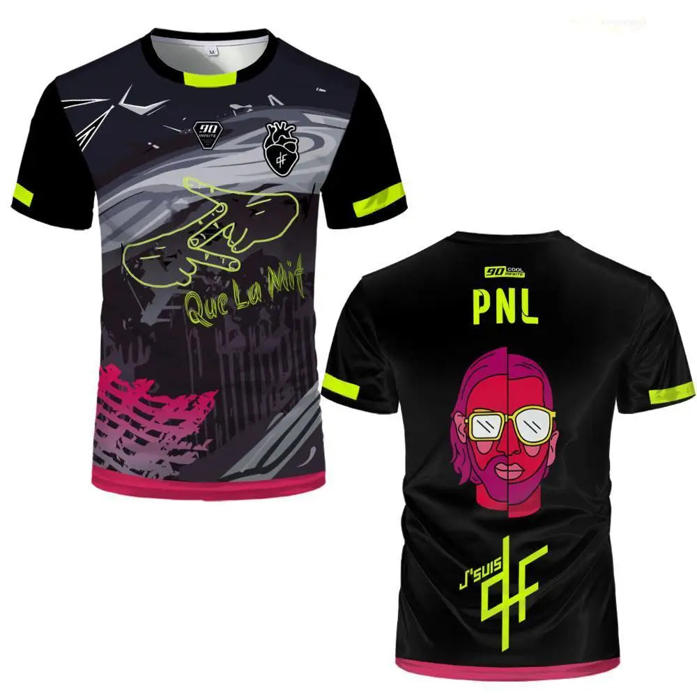 90 Minute PNL J'suis QLF Maillot imprimé T-shirt d'entraînement de football à manches courtes pour hommes et femmes Vêtements pour enfants et adultes