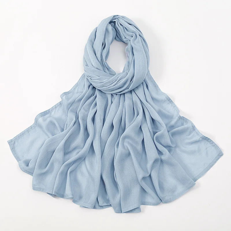Voile en coton rayonne pour femmes musulmanes, Hijab Modal, écharpe unie, grande taille, Turban islamique, bandeau 190x85cm