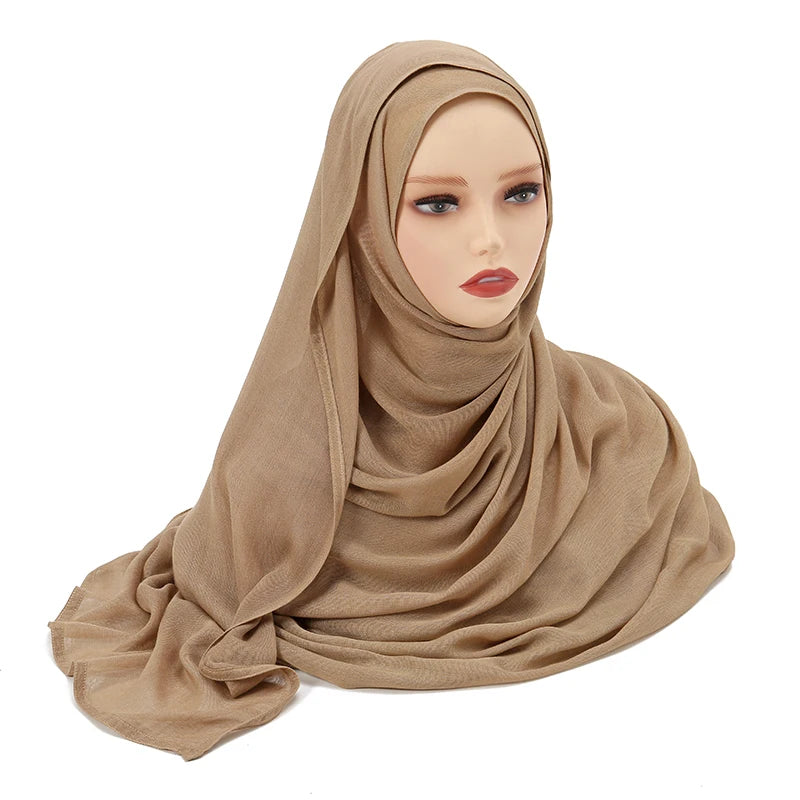 Voile en coton rayonne pour femmes musulmanes, Hijab Modal, écharpe unie, grande taille, Turban islamique, bandeau 190x85cm