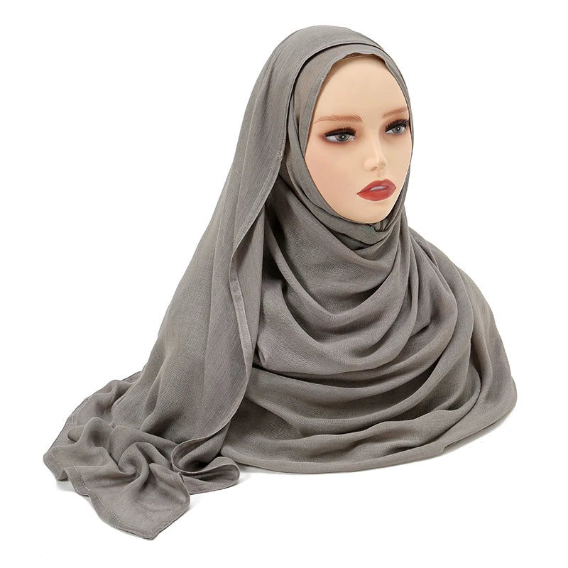 Voile en coton rayonne pour femmes musulmanes, Hijab Modal, écharpe unie, grande taille, Turban islamique, bandeau 190x85cm