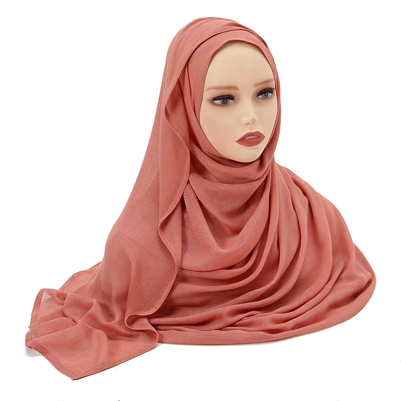 Voile en coton rayonne pour femmes musulmanes, Hijab Modal, écharpe unie, grande taille, Turban islamique, bandeau 190x85cm