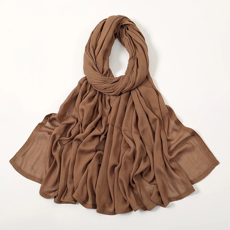 Voile en coton rayonne pour femmes musulmanes, Hijab Modal, écharpe unie, grande taille, Turban islamique, bandeau 190x85cm
