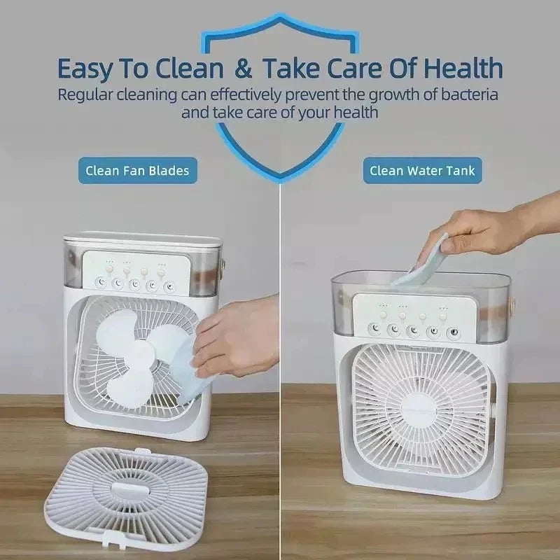 Nouveau ventilateur 3 en 1 climatiseur mini refroidisseur d'air domestique LED veilleuse humidificateur portable ventilateur de réglage de l'air ventilateur de bureau à domicile