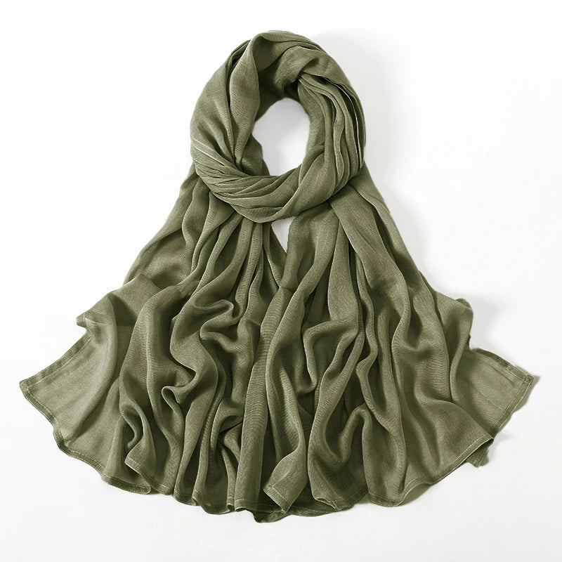 Voile en coton rayonne pour femmes musulmanes, Hijab Modal, écharpe unie, grande taille, Turban islamique, bandeau 190x85cm