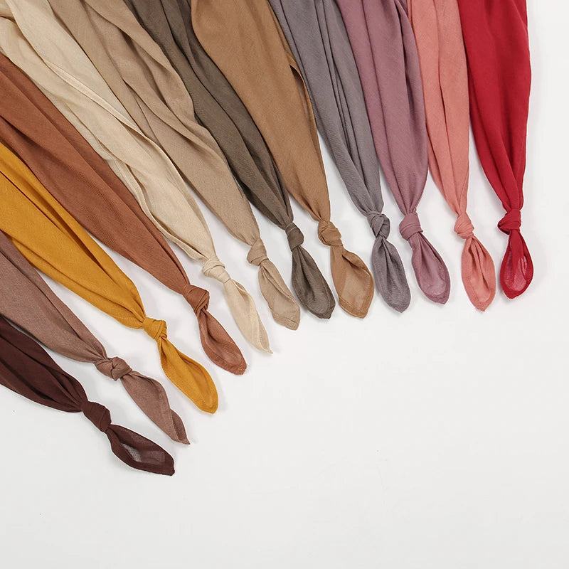 Voile en coton rayonne pour femmes musulmanes, Hijab Modal, écharpe unie, grande taille, Turban islamique, bandeau 190x85cm