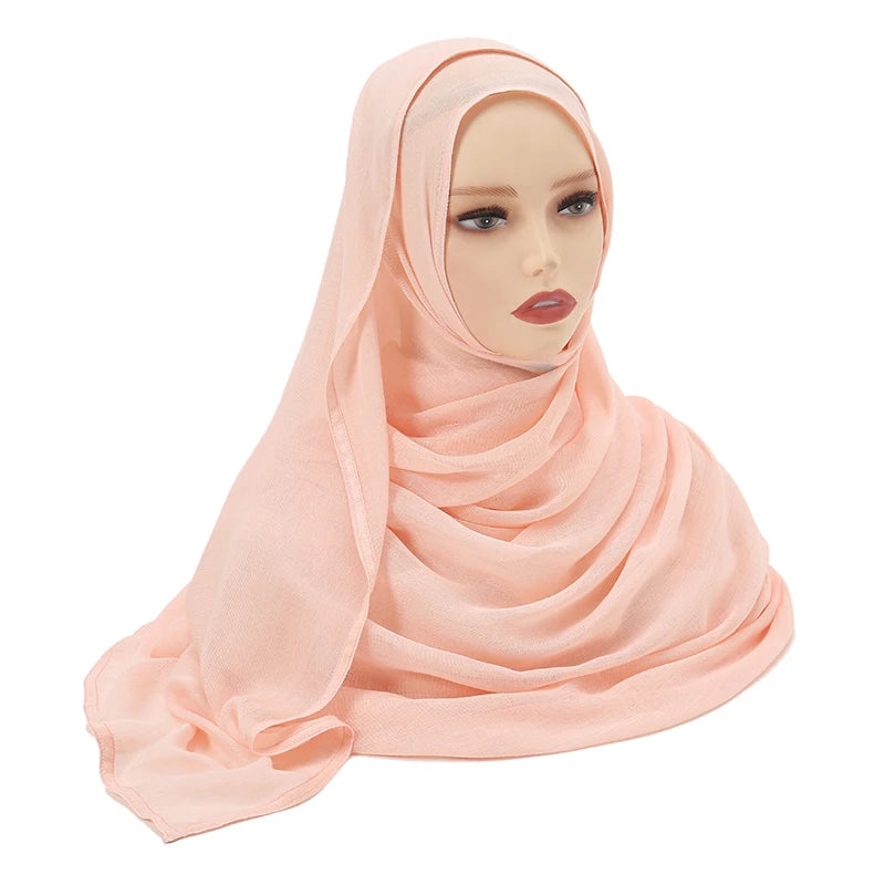 Voile en coton rayonne pour femmes musulmanes, Hijab Modal, écharpe unie, grande taille, Turban islamique, bandeau 190x85cm