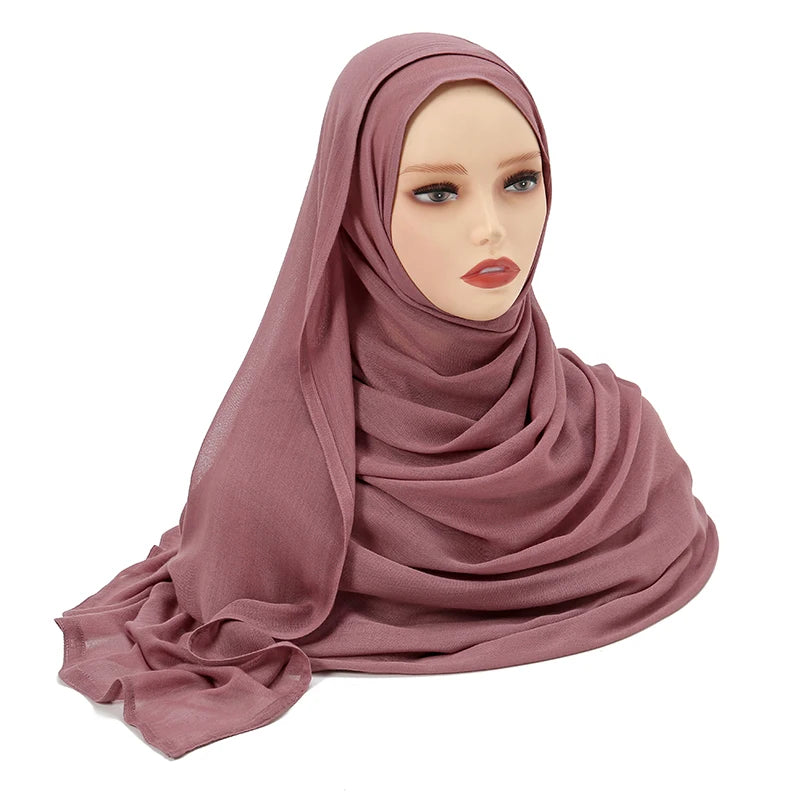 Voile en coton rayonne pour femmes musulmanes, Hijab Modal, écharpe unie, grande taille, Turban islamique, bandeau 190x85cm