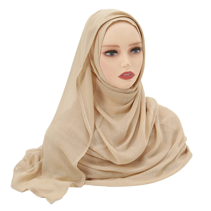 Voile en coton rayonne pour femmes musulmanes, Hijab Modal, écharpe unie, grande taille, Turban islamique, bandeau 190x85cm