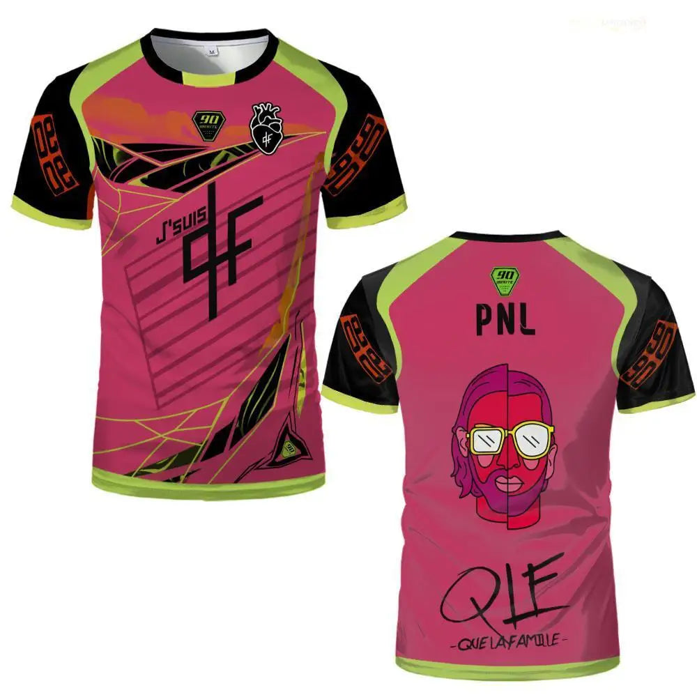 90 Minute PNL J'suis QLF Maillot imprimé T-shirt d'entraînement de football à manches courtes pour hommes et femmes Vêtements pour enfants et adultes