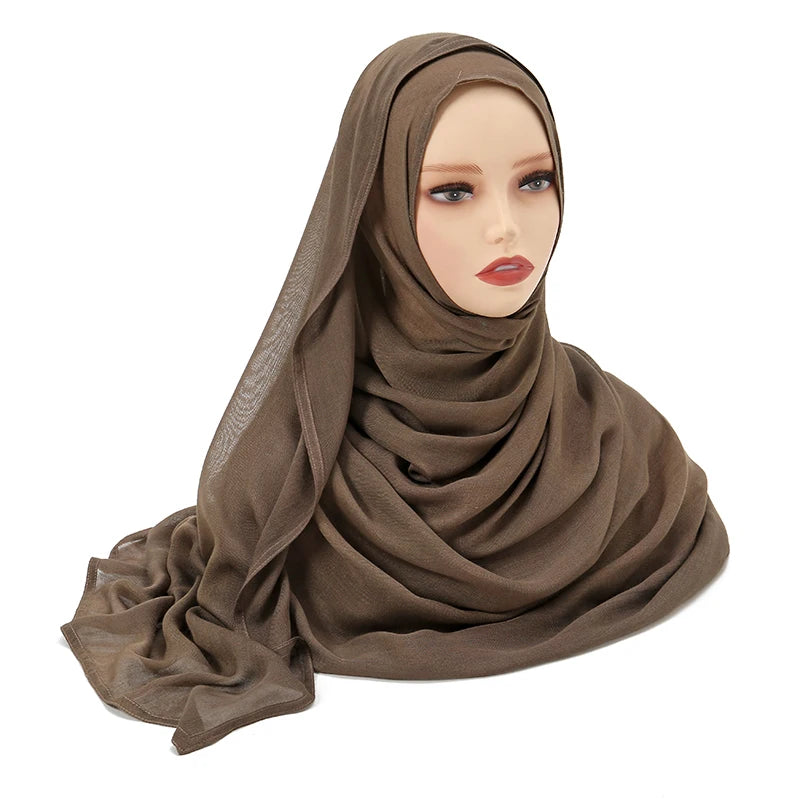Voile en coton rayonne pour femmes musulmanes, Hijab Modal, écharpe unie, grande taille, Turban islamique, bandeau 190x85cm