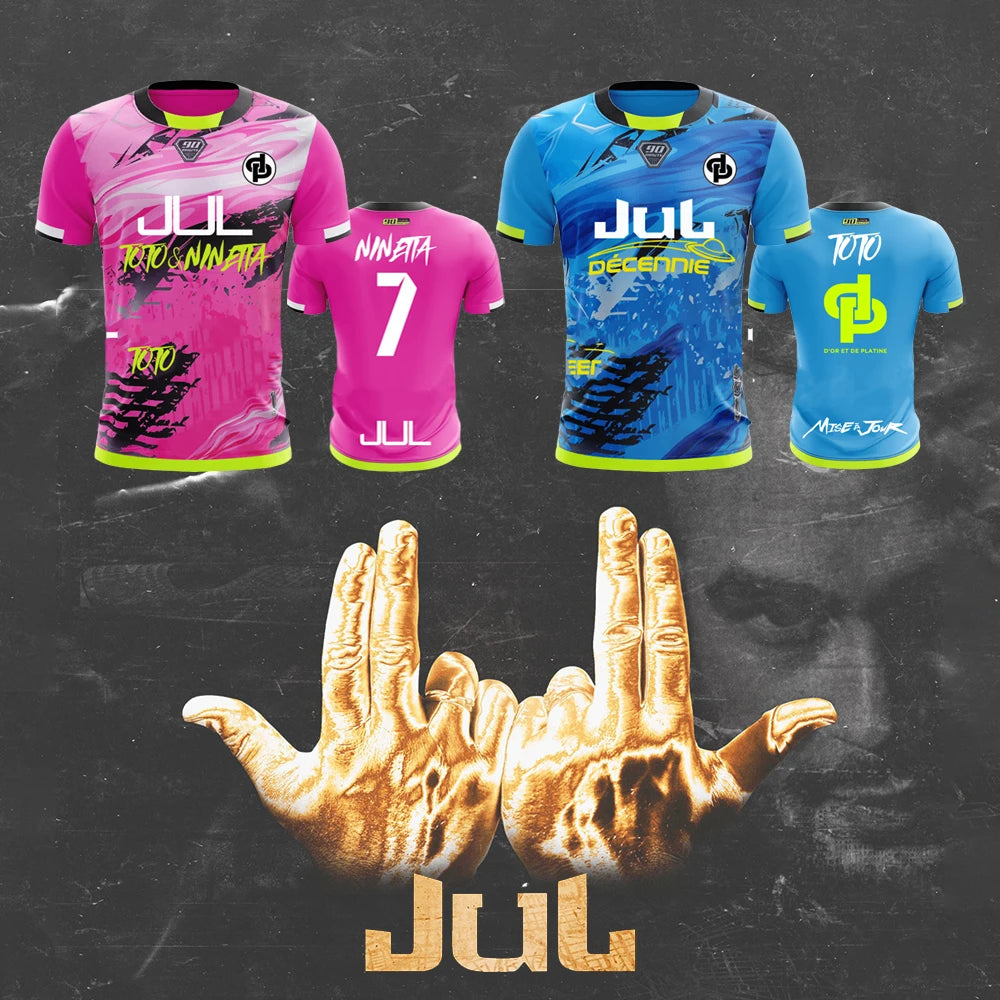 Nouveau Maillot JUL T-shirt été jeunesse respirant et séchage rapide formation Football chemises unisexe personnalisé sport 90 minutes maillots