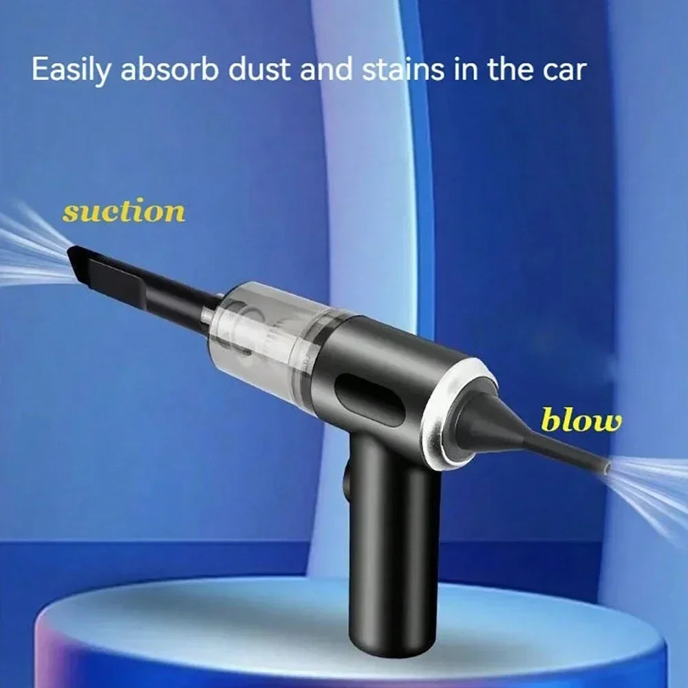 1pc Aspirateur sans fil à double usage pour la maison et la voiture 120W Aspirateur puissant haute puissance Noir