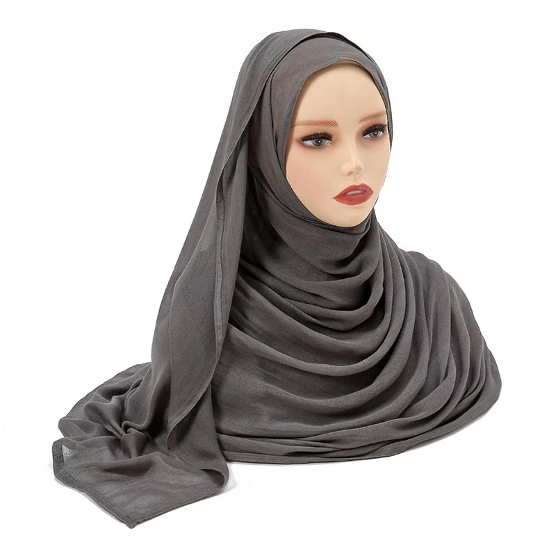 Voile en coton rayonne pour femmes musulmanes, Hijab Modal, écharpe unie, grande taille, Turban islamique, bandeau 190x85cm