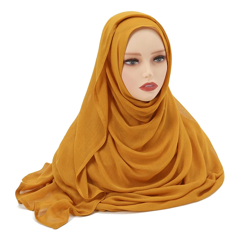 Voile en coton rayonne pour femmes musulmanes, Hijab Modal, écharpe unie, grande taille, Turban islamique, bandeau 190x85cm