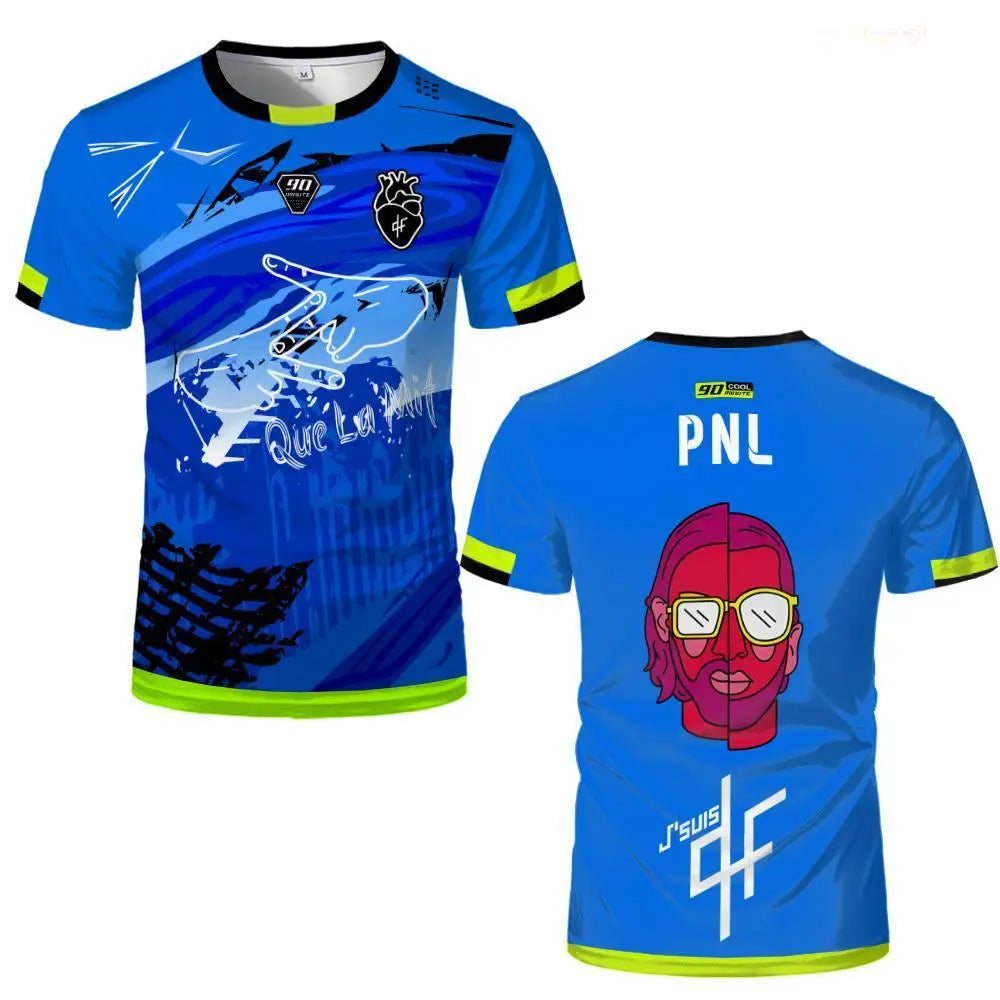 90 Minute PNL J'suis QLF Maillot imprimé T-shirt d'entraînement de football à manches courtes pour hommes et femmes Vêtements pour enfants et adultes