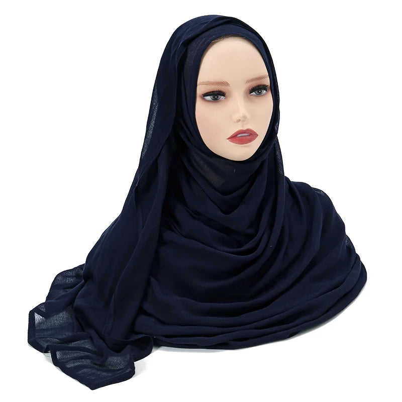 Voile en coton rayonne pour femmes musulmanes, Hijab Modal, écharpe unie, grande taille, Turban islamique, bandeau 190x85cm