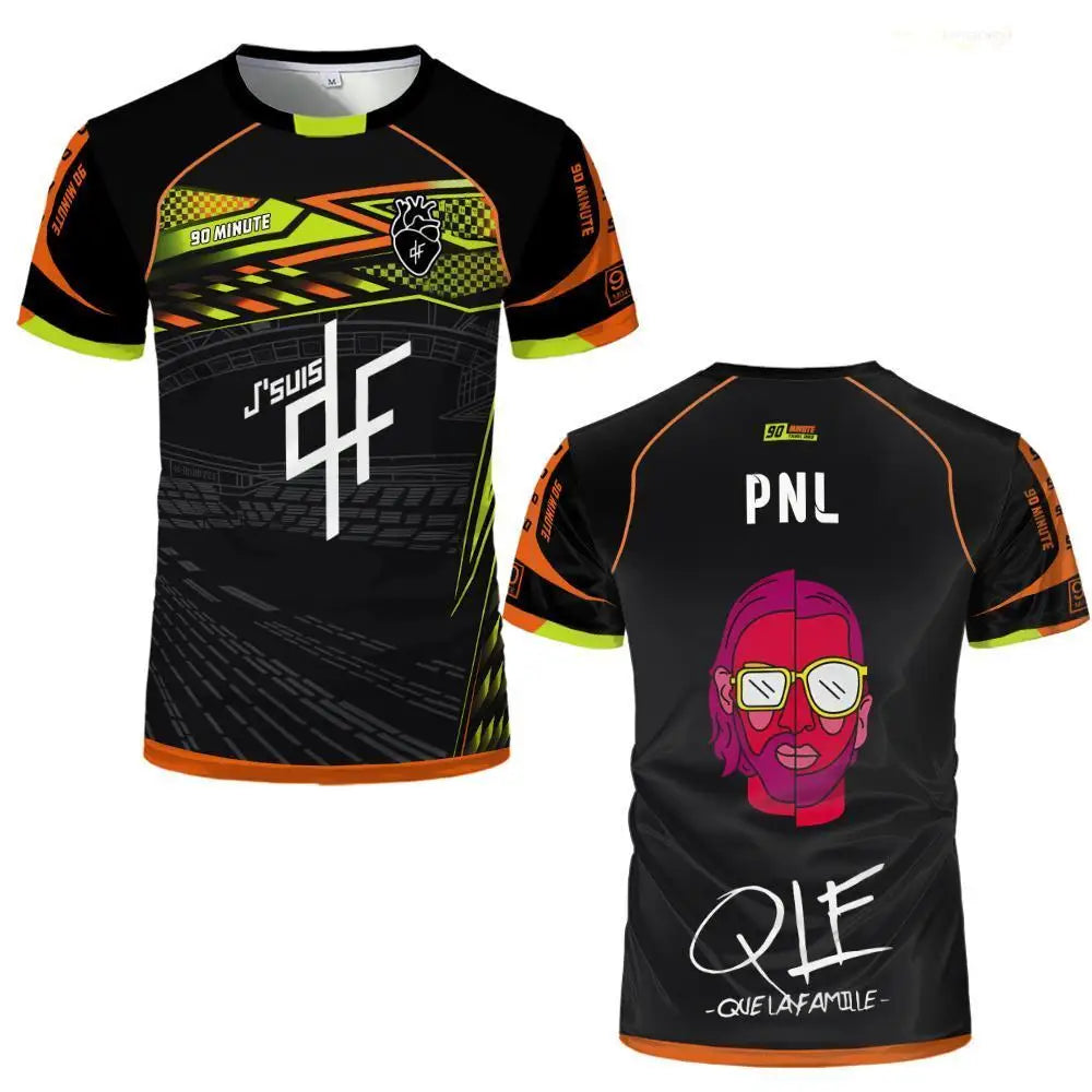 90 Minute PNL J'suis QLF Maillot imprimé T-shirt d'entraînement de football à manches courtes pour hommes et femmes Vêtements pour enfants et adultes