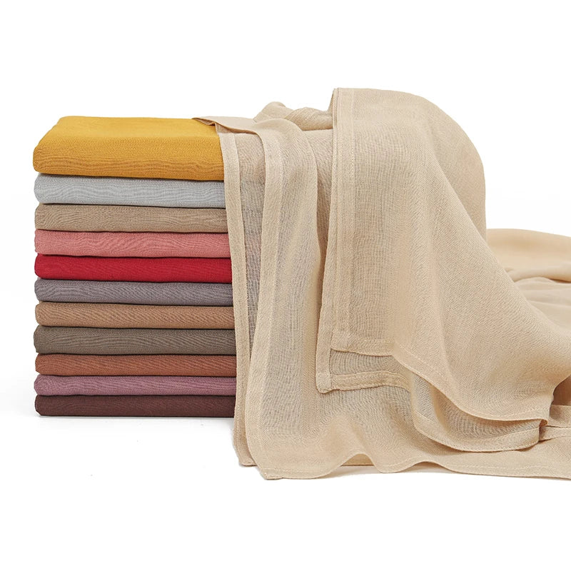 Voile en coton rayonne pour femmes musulmanes, Hijab Modal, écharpe unie, grande taille, Turban islamique, bandeau 190x85cm