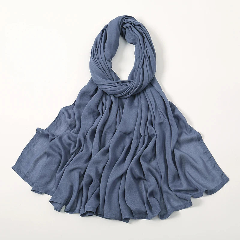 Voile en coton rayonne pour femmes musulmanes, Hijab Modal, écharpe unie, grande taille, Turban islamique, bandeau 190x85cm