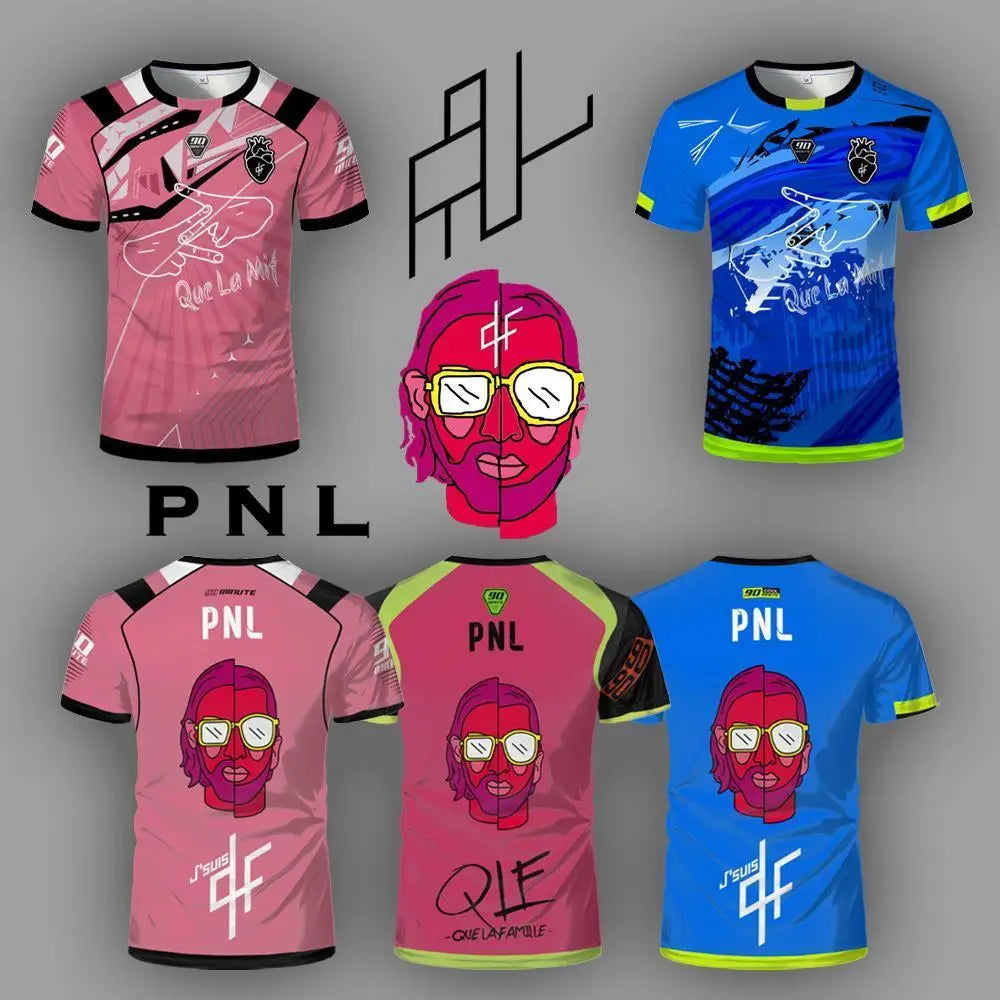 90 Minute PNL J'suis QLF Maillot imprimé T-shirt d'entraînement de football à manches courtes pour hommes et femmes Vêtements pour enfants et adultes