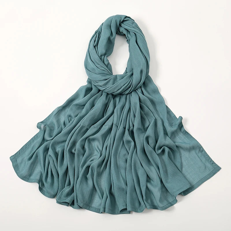 Voile en coton rayonne pour femmes musulmanes, Hijab Modal, écharpe unie, grande taille, Turban islamique, bandeau 190x85cm