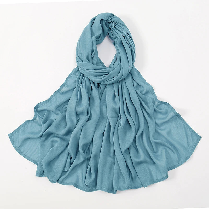 Voile en coton rayonne pour femmes musulmanes, Hijab Modal, écharpe unie, grande taille, Turban islamique, bandeau 190x85cm