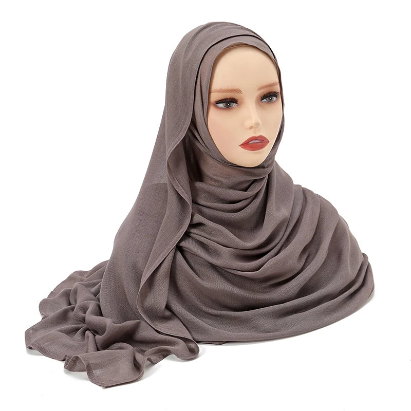 Voile en coton rayonne pour femmes musulmanes, Hijab Modal, écharpe unie, grande taille, Turban islamique, bandeau 190x85cm