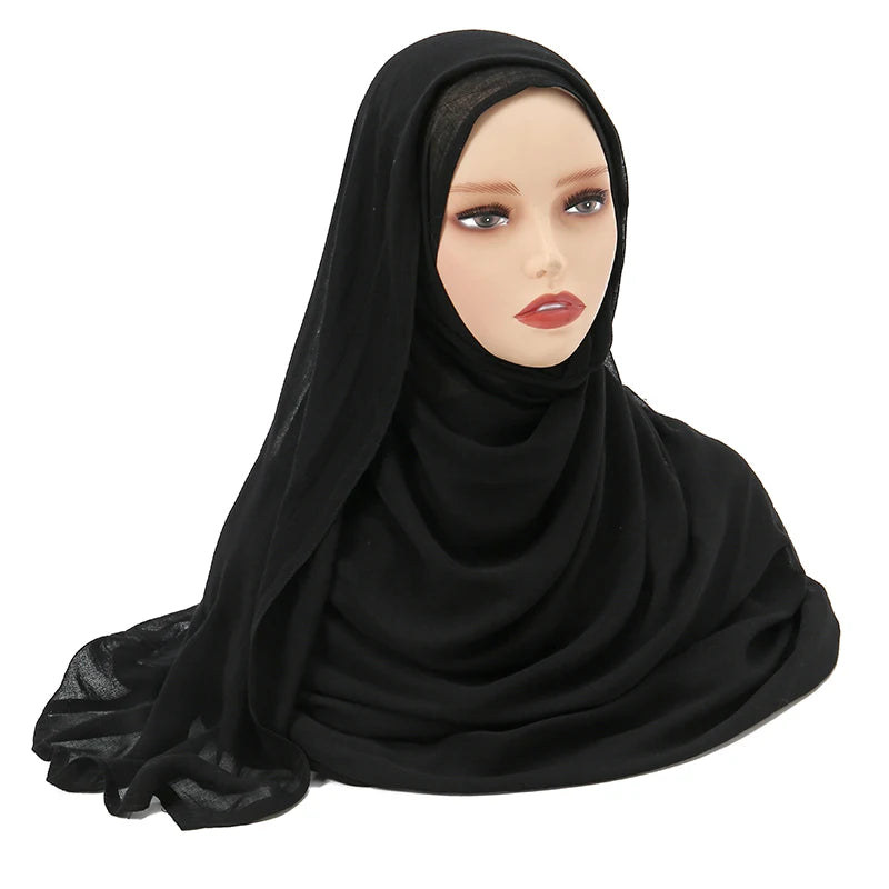 Voile en coton rayonne pour femmes musulmanes, Hijab Modal, écharpe unie, grande taille, Turban islamique, bandeau 190x85cm