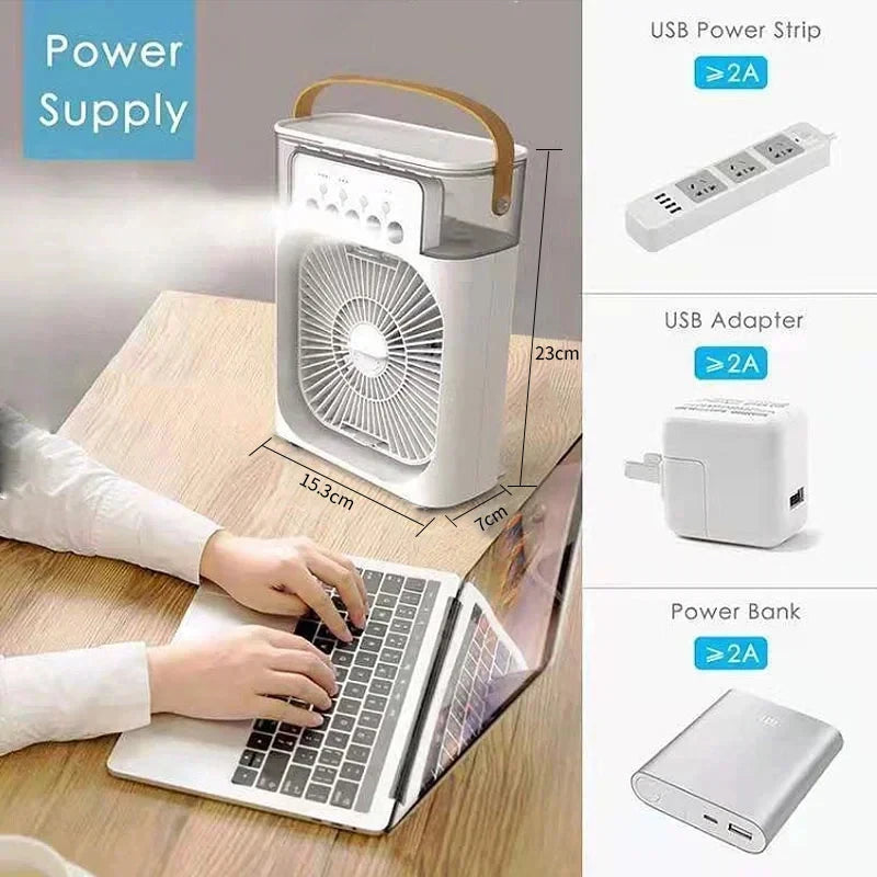 Nouveau ventilateur 3 en 1 climatiseur mini refroidisseur d'air domestique LED veilleuse humidificateur portable ventilateur de réglage de l'air ventilateur de bureau à domicile