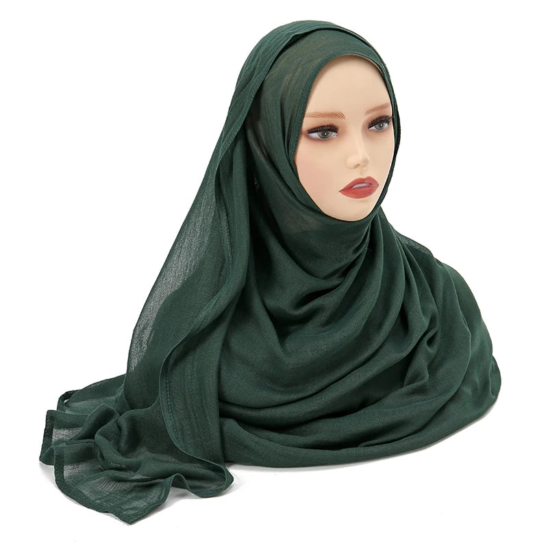 Voile en coton rayonne pour femmes musulmanes, Hijab Modal, écharpe unie, grande taille, Turban islamique, bandeau 190x85cm