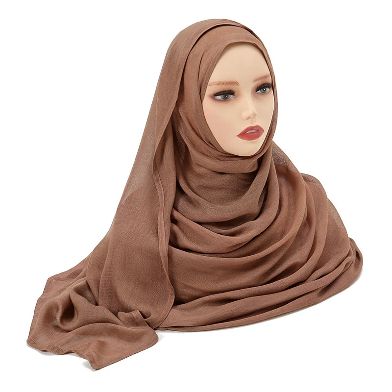 Voile en coton rayonne pour femmes musulmanes, Hijab Modal, écharpe unie, grande taille, Turban islamique, bandeau 190x85cm