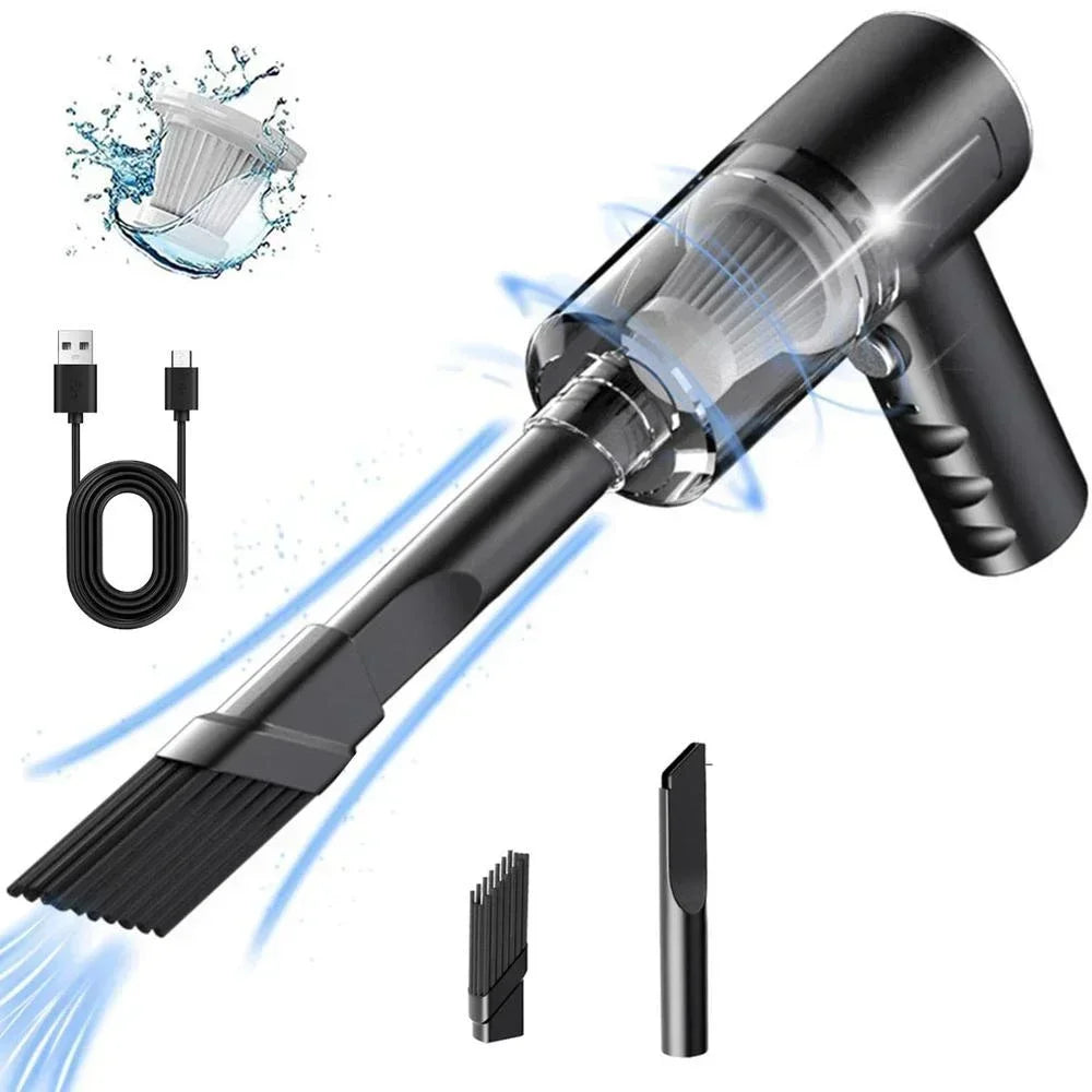 1pc Aspirateur sans fil à double usage pour la maison et la voiture 120W Aspirateur puissant haute puissance Noir