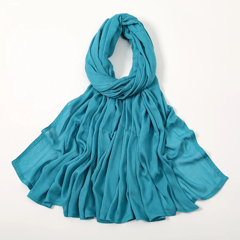 Voile en coton rayonne pour femmes musulmanes, Hijab Modal, écharpe unie, grande taille, Turban islamique, bandeau 190x85cm