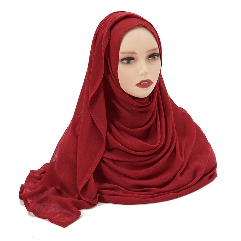 Voile en coton rayonne pour femmes musulmanes, Hijab Modal, écharpe unie, grande taille, Turban islamique, bandeau 190x85cm