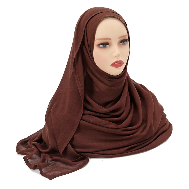 Voile en coton rayonne pour femmes musulmanes, Hijab Modal, écharpe unie, grande taille, Turban islamique, bandeau 190x85cm