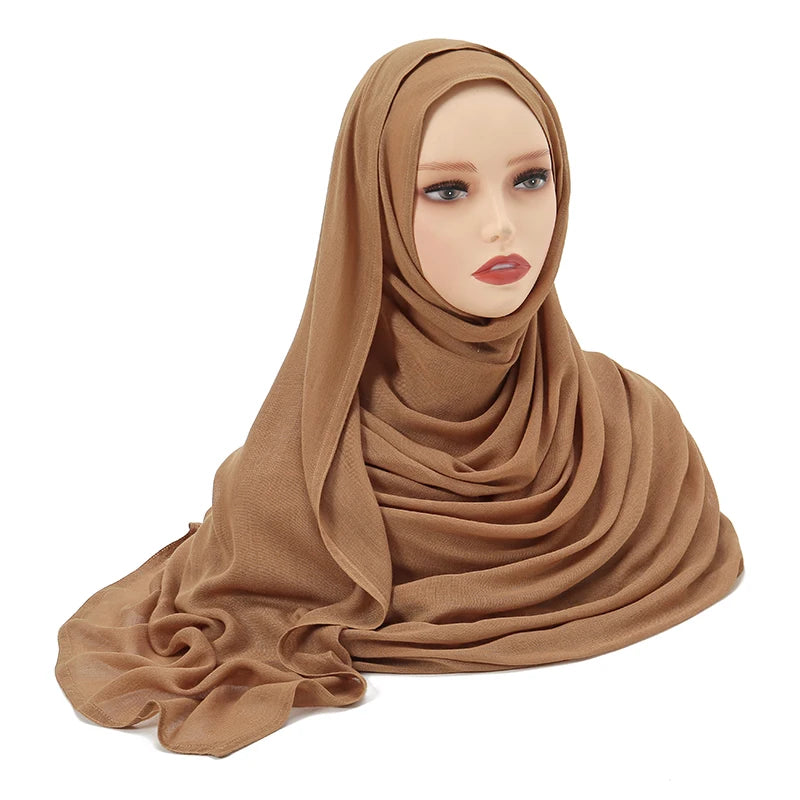 Voile en coton rayonne pour femmes musulmanes, Hijab Modal, écharpe unie, grande taille, Turban islamique, bandeau 190x85cm