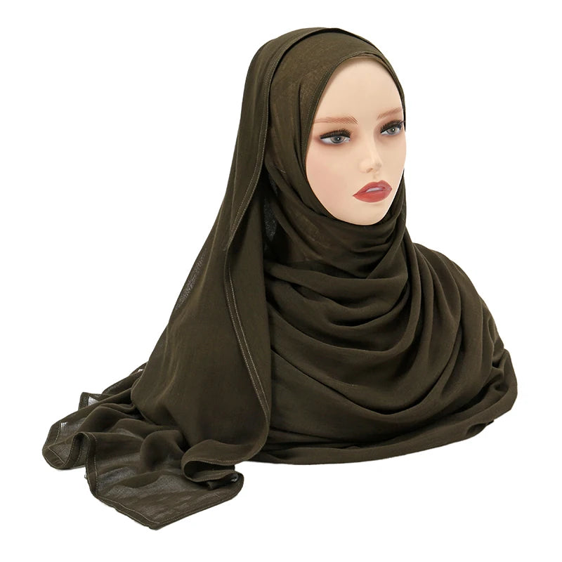 Voile en coton rayonne pour femmes musulmanes, Hijab Modal, écharpe unie, grande taille, Turban islamique, bandeau 190x85cm